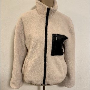 Sanctuary Sherpa zip up lined jacket latte small new!!